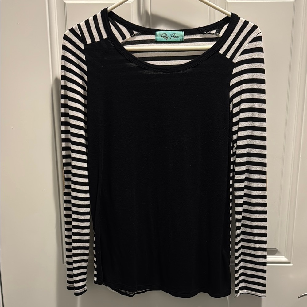 Filly Flair Black and White Long Sleeve Tee